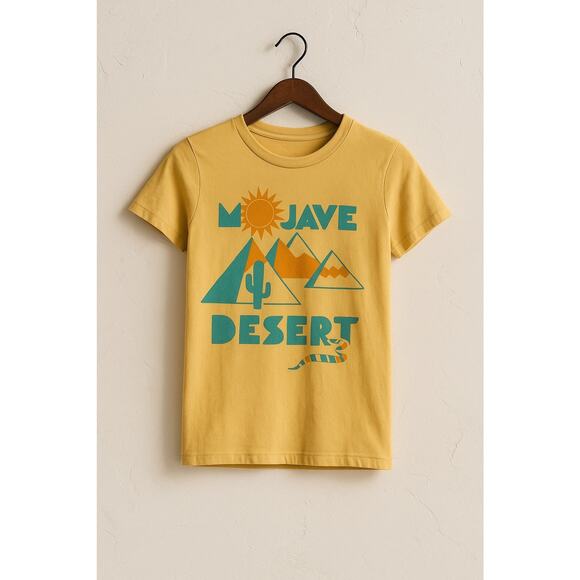 Junk Food Mojave Desert Graphic Tee Shirt Women XS Yellow Retro Vintage Style - Picture 1 of 6
